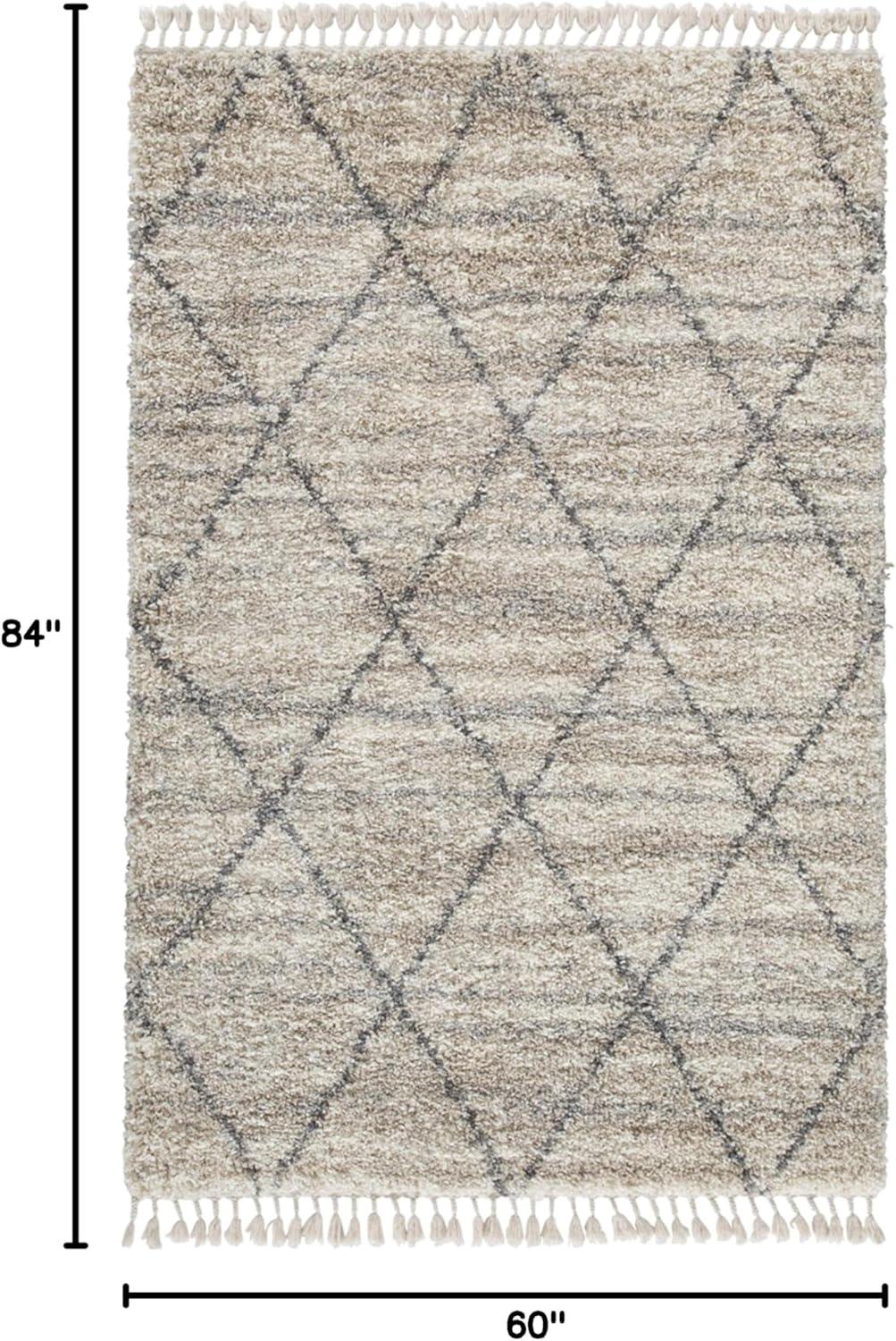 imageSignature Design by Ashley Abdalah Transitional 5 x 7 40mm Pile Rug with Marbled Effect ampamp Variegated Gate Pattern Beige ampamp Gray5 x 7 Rectangular