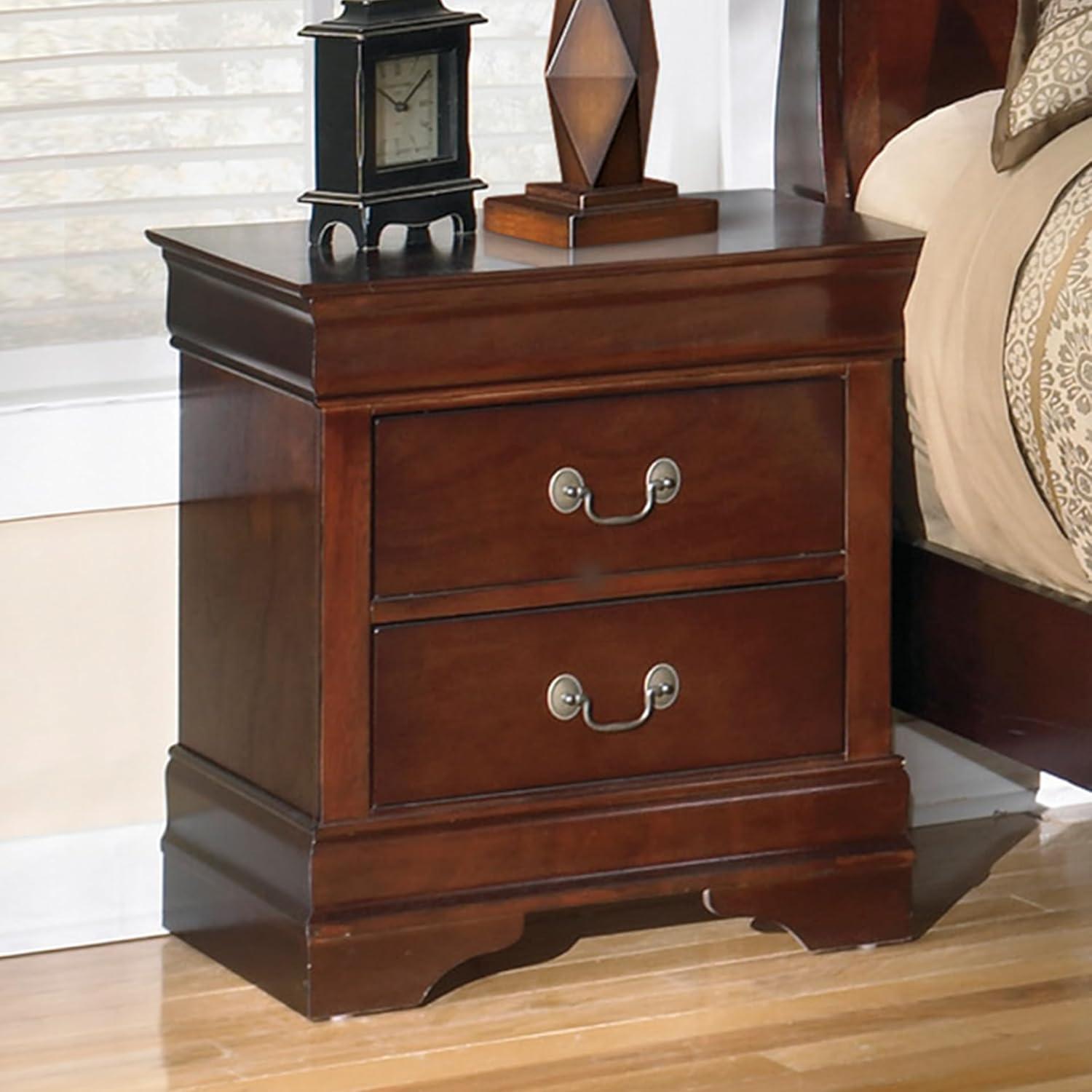 imageSignature Design by Ashley Alisdair Traditional 2 Drawer Nightstand 2375quot Tall Dark BrownBrown