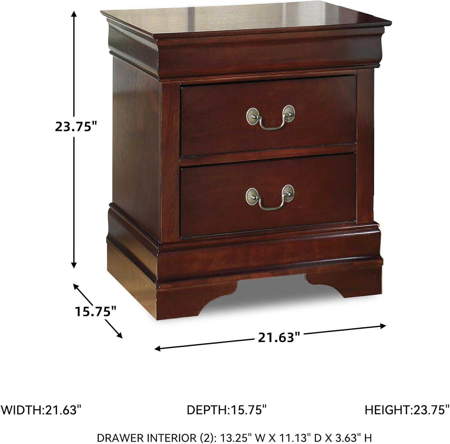 imageSignature Design by Ashley Alisdair Traditional 2 Drawer Nightstand 2375quot Tall Dark BrownBrown