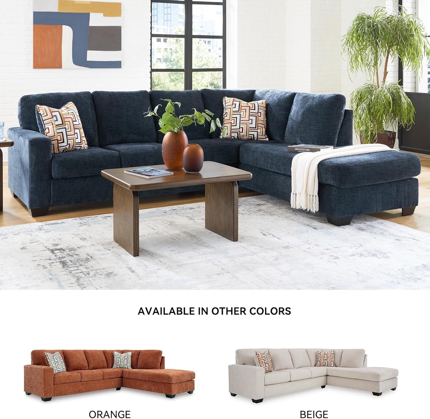 imageSignature Design by Ashley Aviemore Casual LShaped 2Piece Sectional with Chaise for Living Room BlueBlue