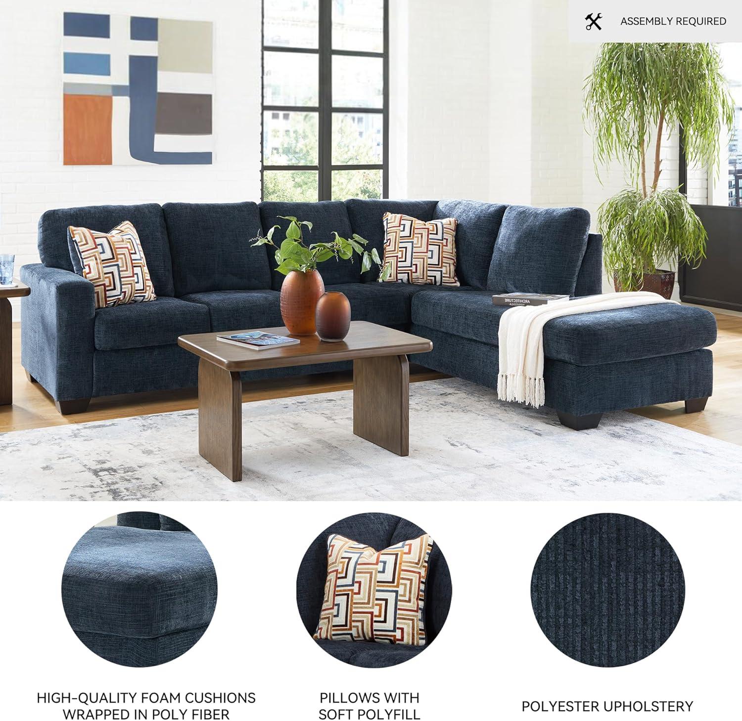 imageSignature Design by Ashley Aviemore Casual LShaped 2Piece Sectional with Chaise for Living Room BlueBlue