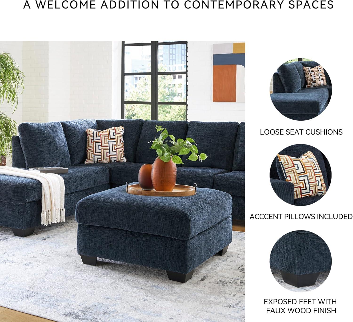 imageSignature Design by Ashley Aviemore Casual LShaped 2Piece Sectional with Chaise for Living Room BlueBlue