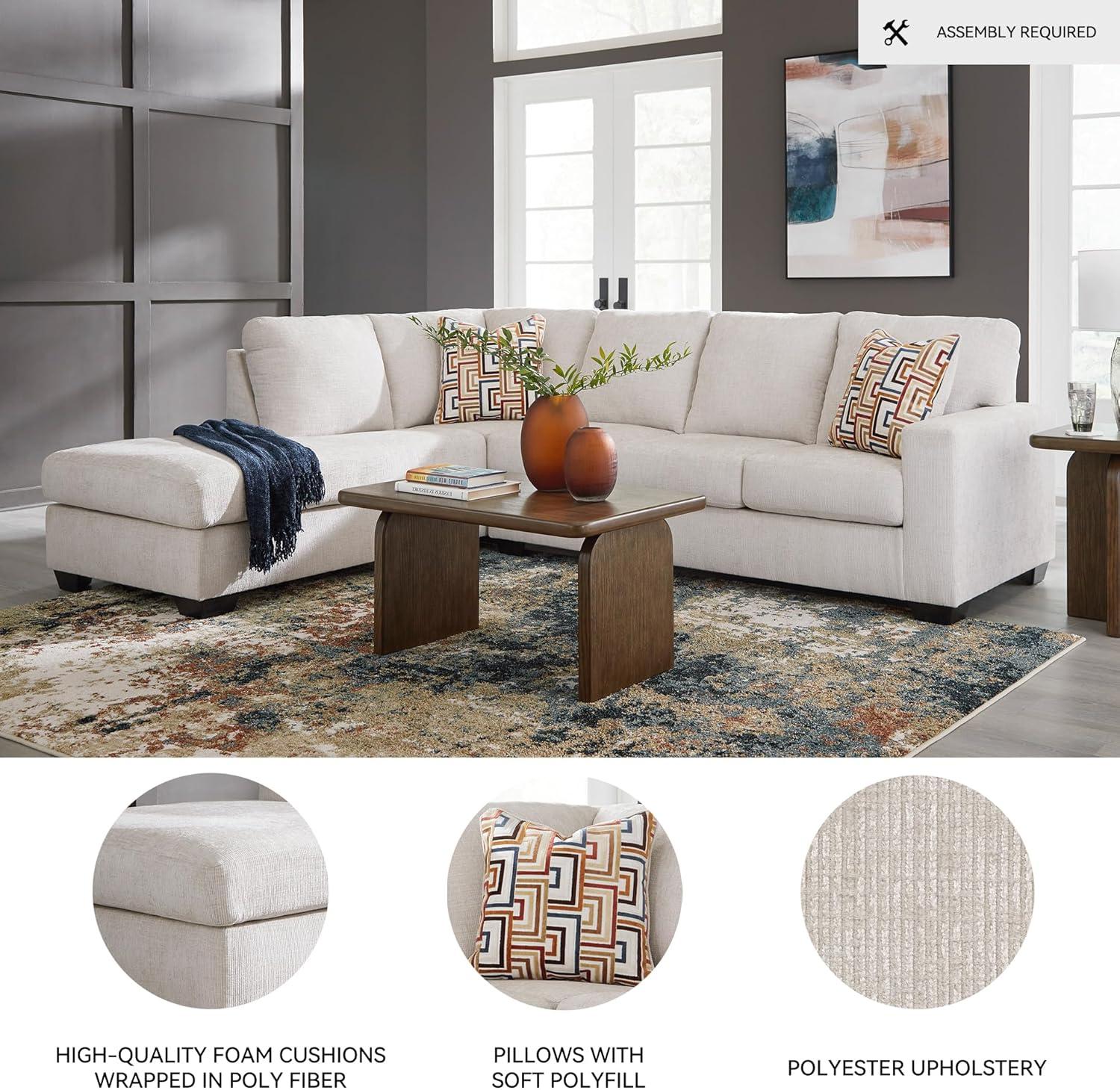imageSignature Design by Ashley Aviemore Casual LShaped 2Piece Sectional with Chaise for Living Room BlueLight Gray