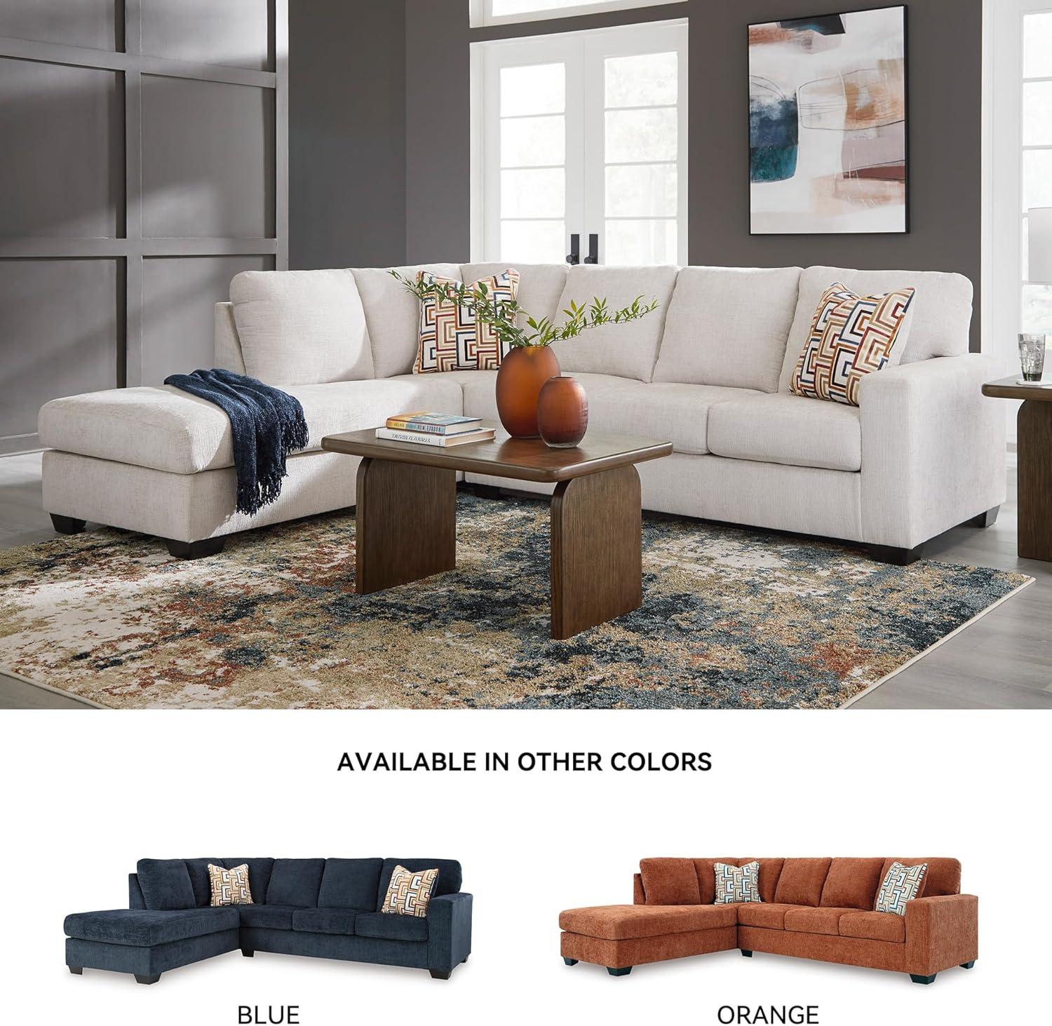 imageSignature Design by Ashley Aviemore Casual LShaped 2Piece Sectional with Chaise for Living Room BlueLight Gray