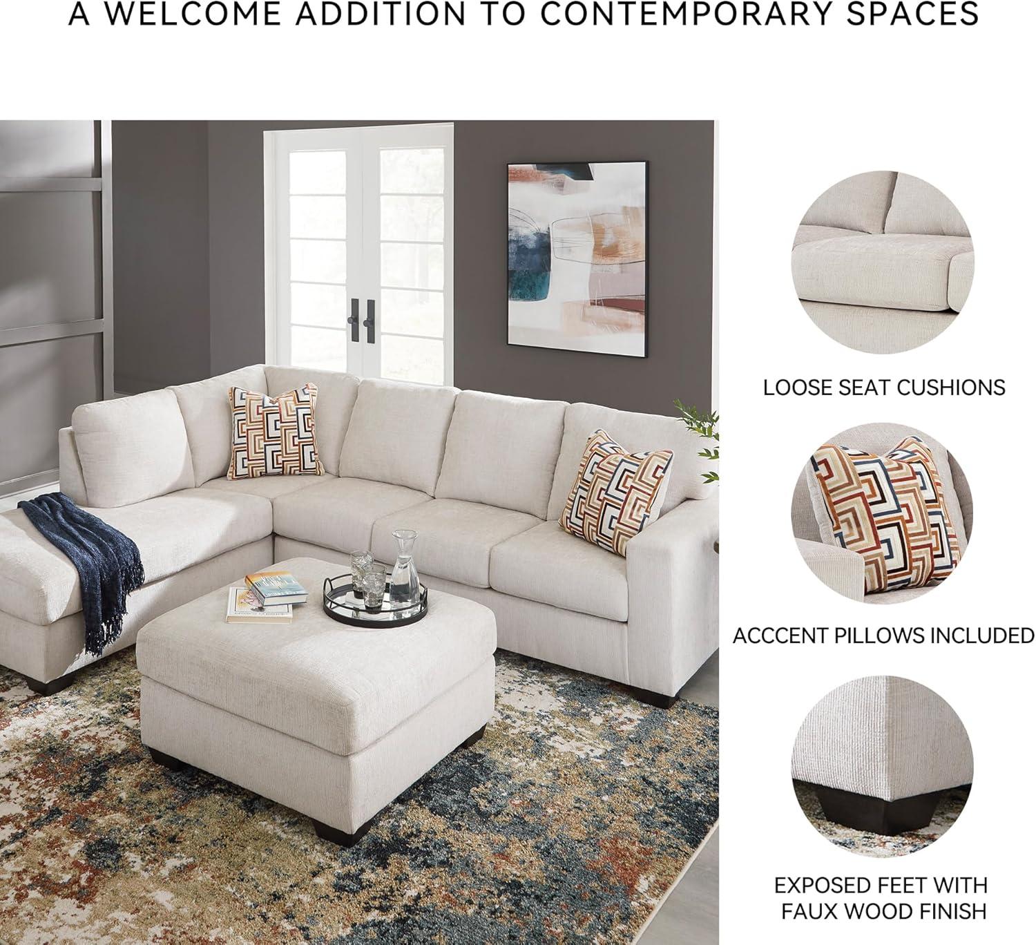 imageSignature Design by Ashley Aviemore Casual LShaped 2Piece Sectional with Chaise for Living Room BlueLight Gray