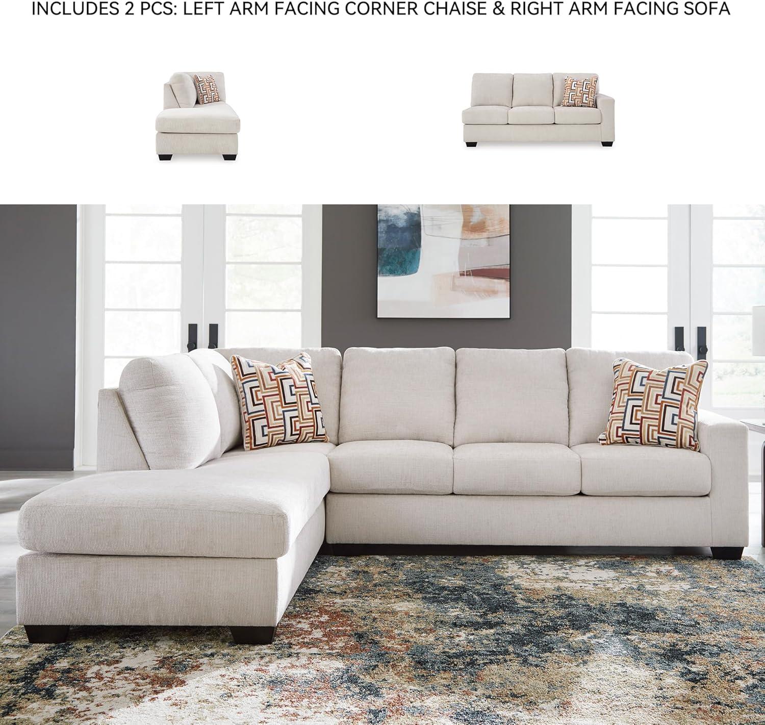 imageSignature Design by Ashley Aviemore Casual LShaped 2Piece Sectional with Chaise for Living Room BlueLight Gray