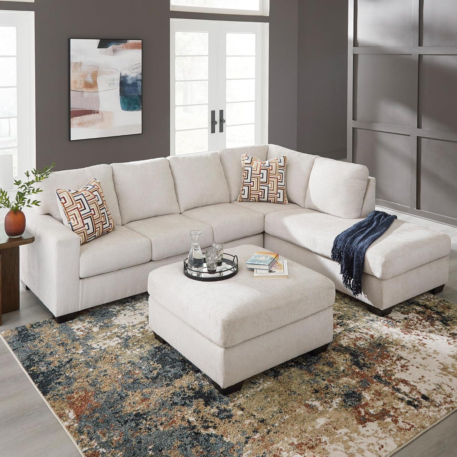 imageSignature Design by Ashley Aviemore Casual LShaped 2Piece Sectional with Chaise for Living Room BlueLight Gray