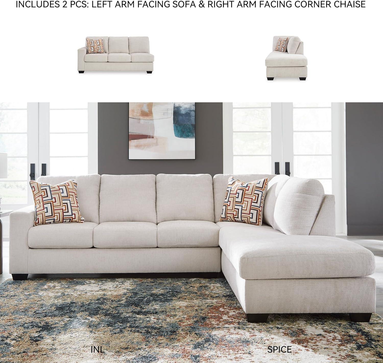 imageSignature Design by Ashley Aviemore Casual LShaped 2Piece Sectional with Chaise for Living Room BlueLight Gray