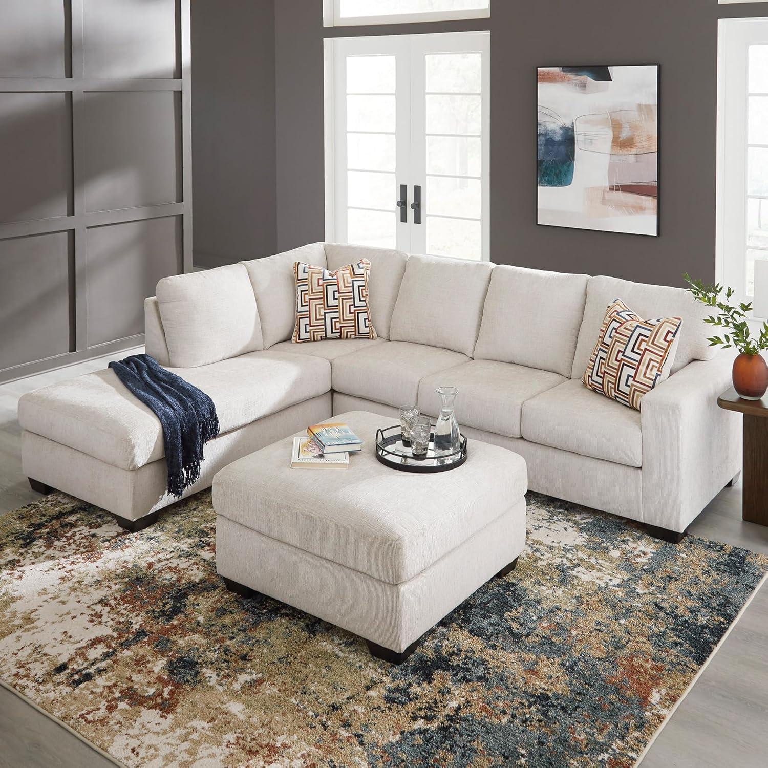 imageSignature Design by Ashley Aviemore Casual LShaped 2Piece Sectional with Chaise for Living Room BlueLight Gray