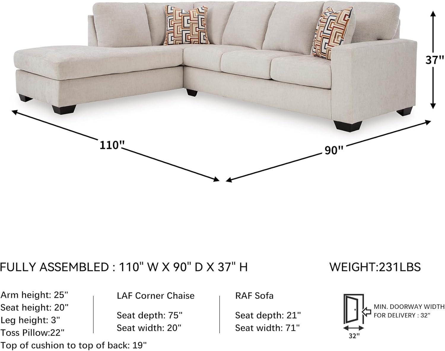 imageSignature Design by Ashley Aviemore Casual LShaped 2Piece Sectional with Chaise for Living Room BlueLight Gray