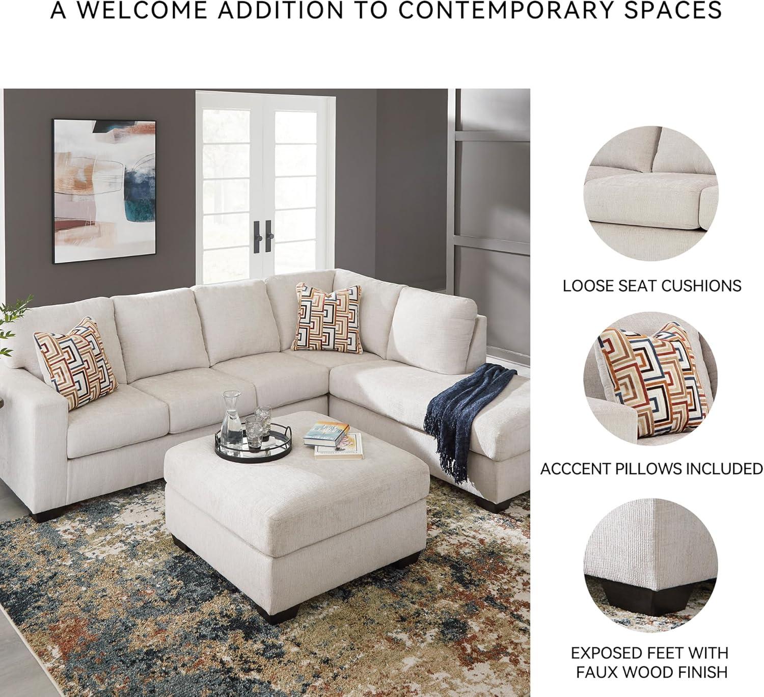 imageSignature Design by Ashley Aviemore Casual LShaped 2Piece Sectional with Chaise for Living Room BlueLight Gray