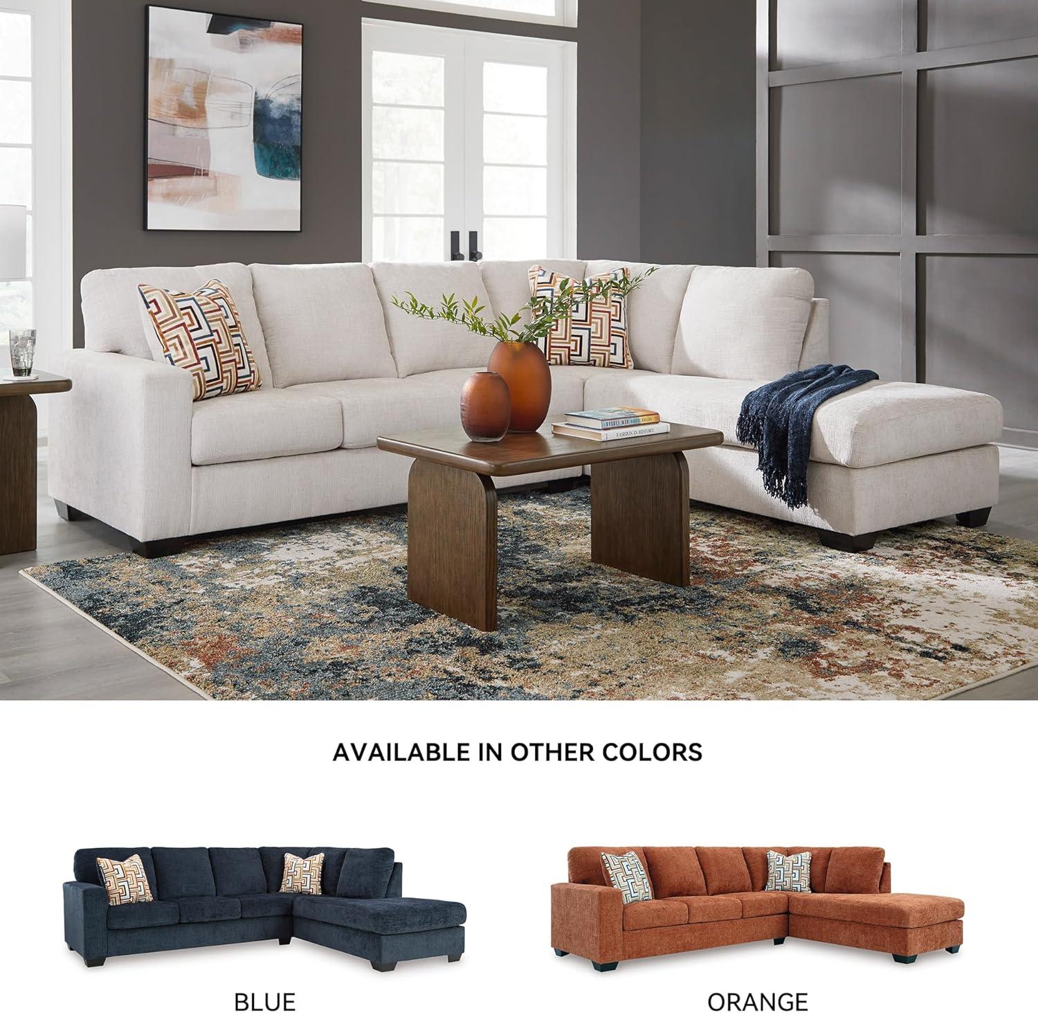 imageSignature Design by Ashley Aviemore Casual LShaped 2Piece Sectional with Chaise for Living Room BlueLight Gray