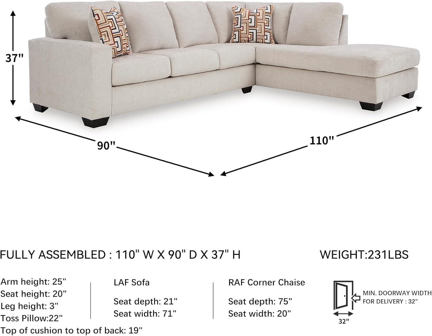 imageSignature Design by Ashley Aviemore Casual LShaped 2Piece Sectional with Chaise for Living Room BlueLight Gray