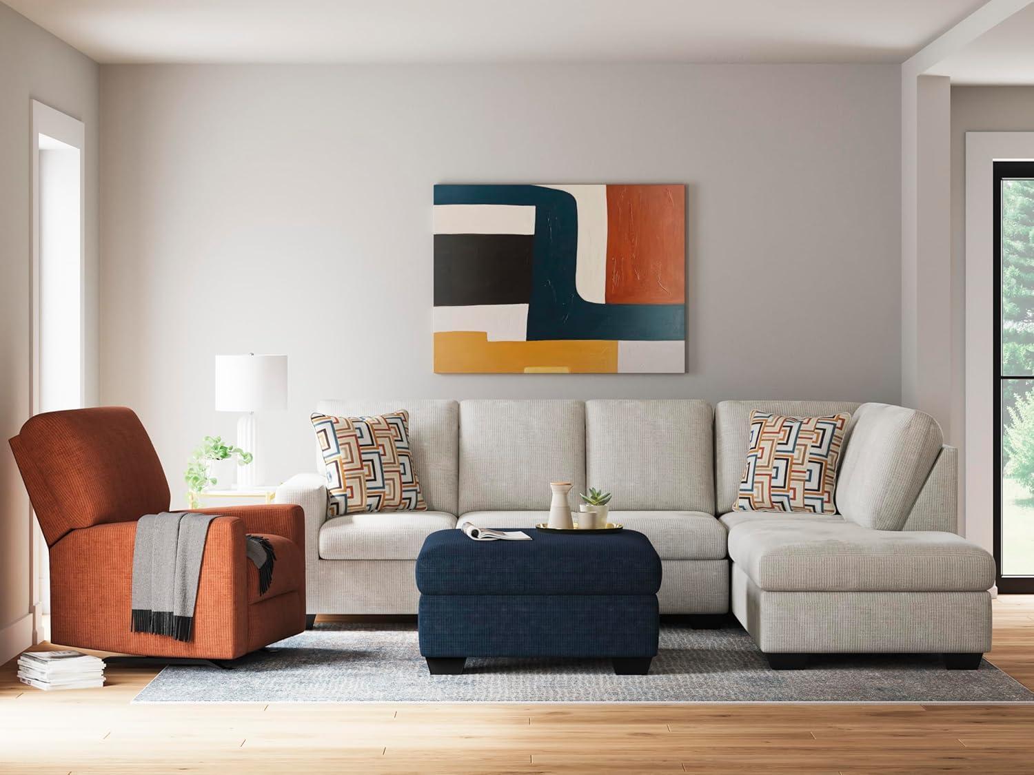 imageSignature Design by Ashley Aviemore Casual LShaped 2Piece Sectional with Chaise for Living Room BlueLight Gray