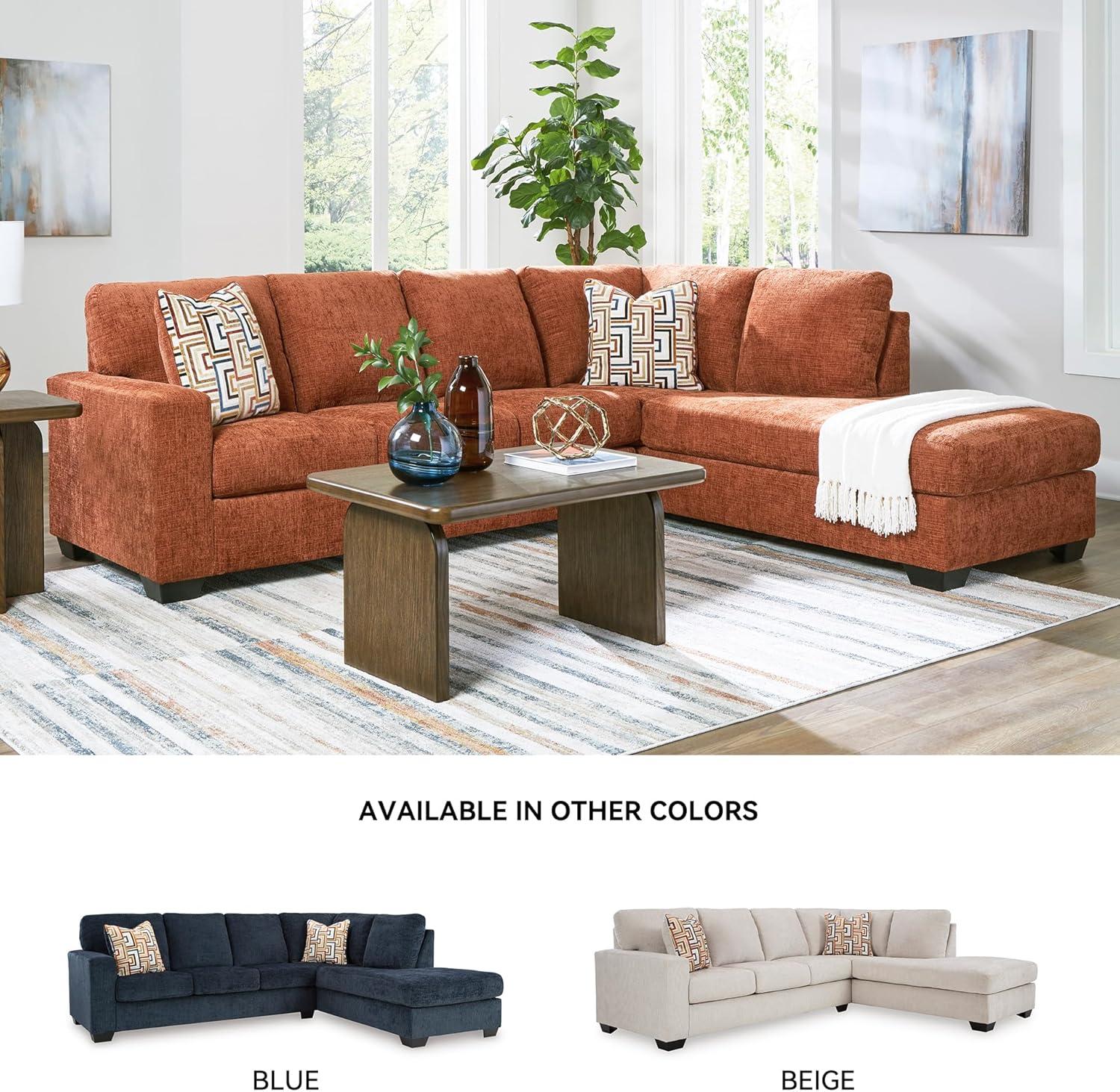 imageSignature Design by Ashley Aviemore Casual LShaped 2Piece Sectional with Chaise for Living Room BlueOrange