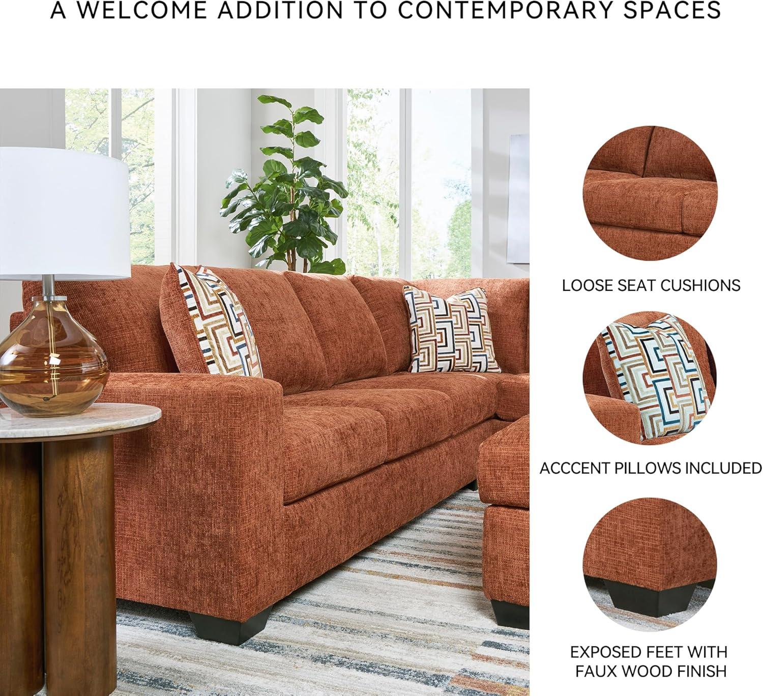 imageSignature Design by Ashley Aviemore Casual LShaped 2Piece Sectional with Chaise for Living Room BlueOrange