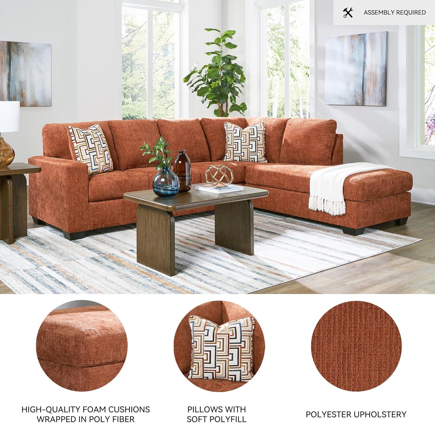 imageSignature Design by Ashley Aviemore Casual LShaped 2Piece Sectional with Chaise for Living Room BlueOrange