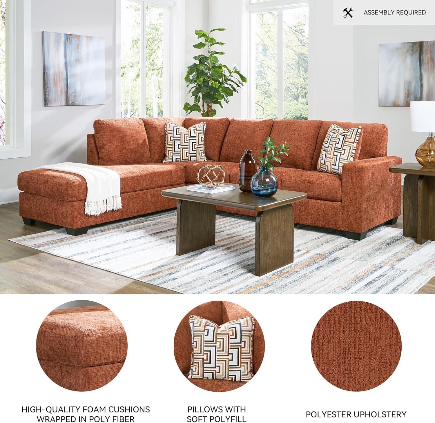 imageSignature Design by Ashley Aviemore Casual LShaped 2Piece Sectional with Chaise for Living Room BlueOrange