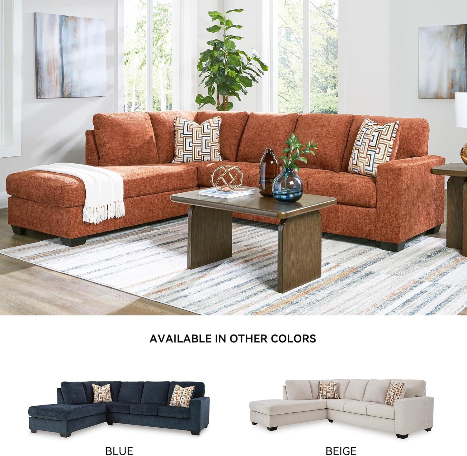 imageSignature Design by Ashley Aviemore Casual LShaped 2Piece Sectional with Chaise for Living Room BlueOrange