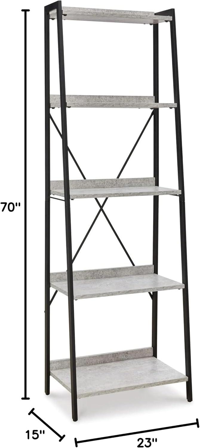 imageSignature Design by Ashley Baldridge Rustic 78quot Bookcase with 4 Shelves Distressed BrownGrayBlack