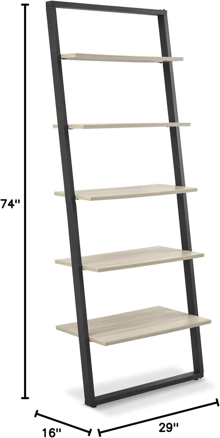 imageSignature Design by Ashley Baldridge Rustic 78quot Bookcase with 4 Shelves Distressed BrownNaturalBlack