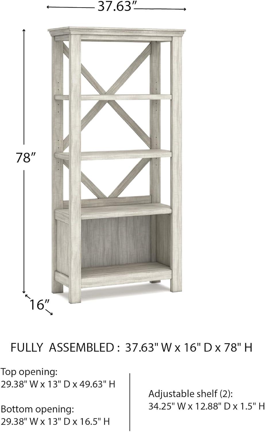 imageSignature Design by Ashley Baldridge Rustic 78quot Bookcase with 4 Shelves Distressed BrownWhite