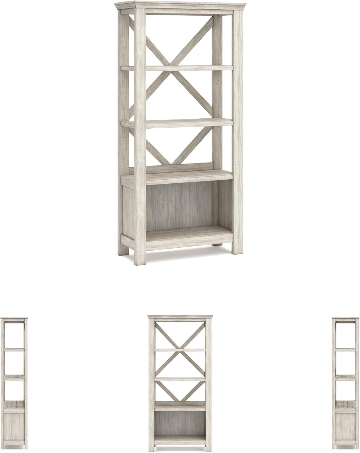 imageSignature Design by Ashley Baldridge Rustic 78quot Bookcase with 4 Shelves Distressed BrownWhite