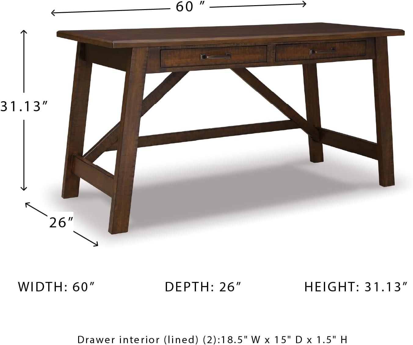 imageSignature Design by Ashley Baldridge Rustic Home Office Desk Distressed BrownBrown