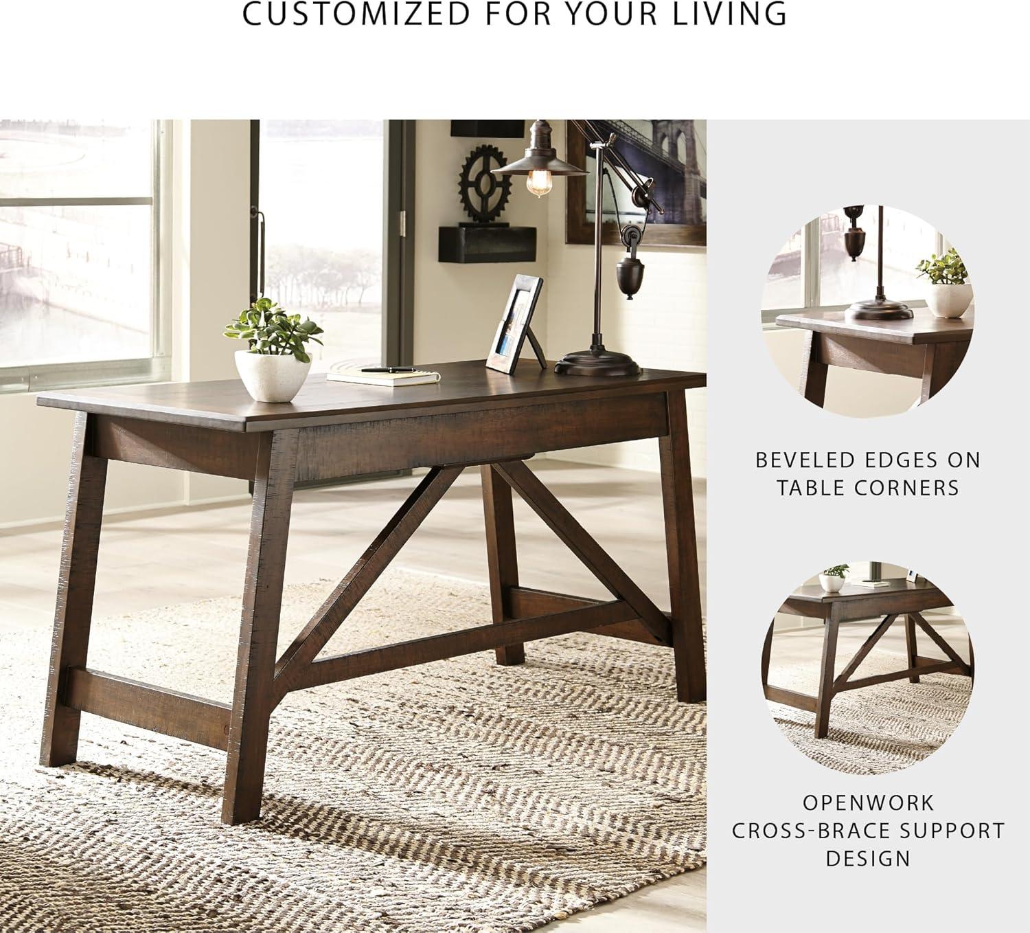 imageSignature Design by Ashley Baldridge Rustic Home Office Desk Distressed BrownBrown