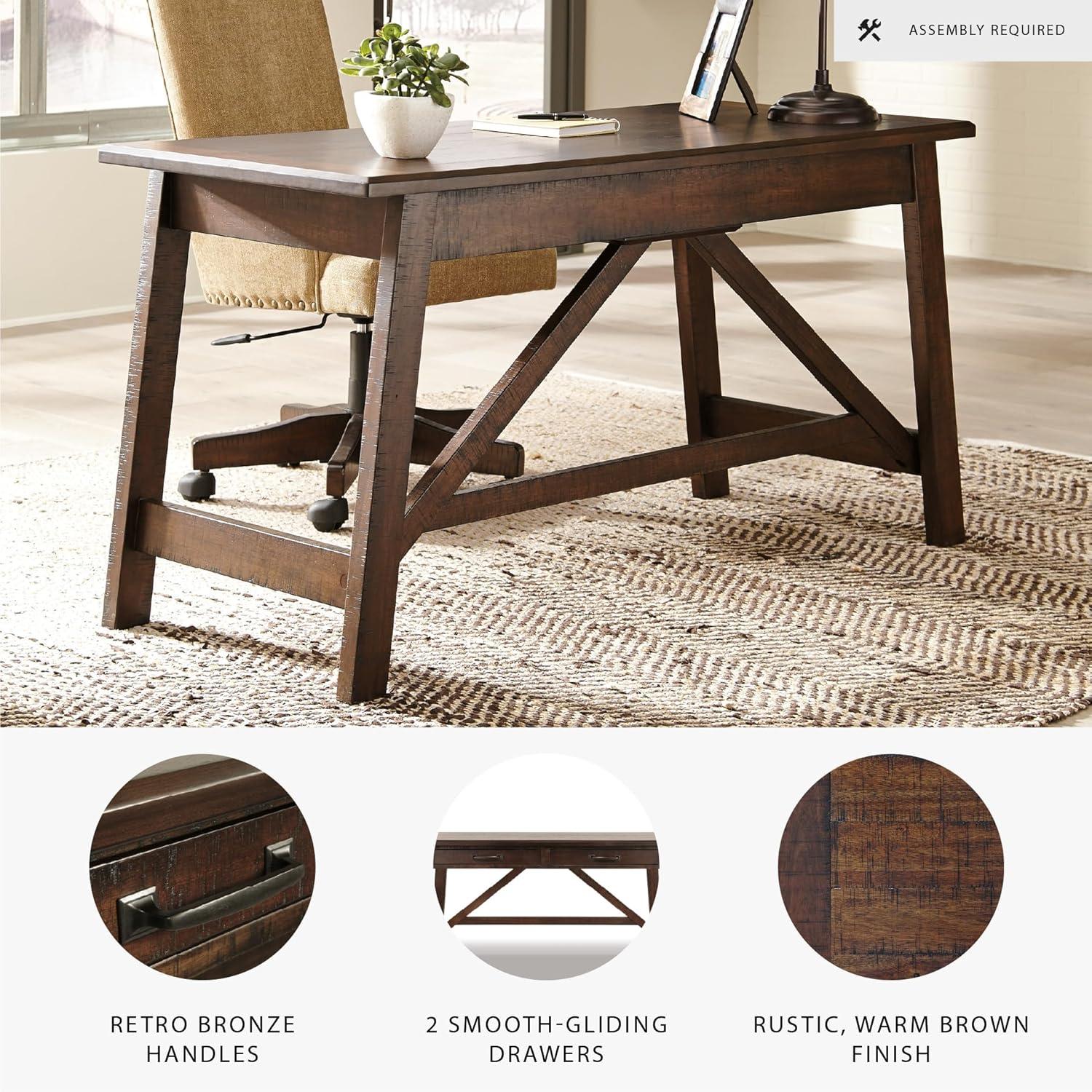 imageSignature Design by Ashley Baldridge Rustic Home Office Desk Distressed BrownBrown