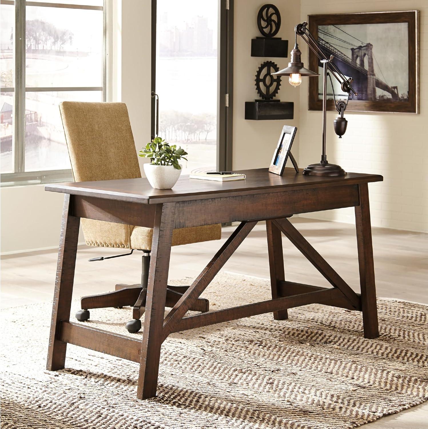 imageSignature Design by Ashley Baldridge Rustic Home Office Desk Distressed BrownBrown