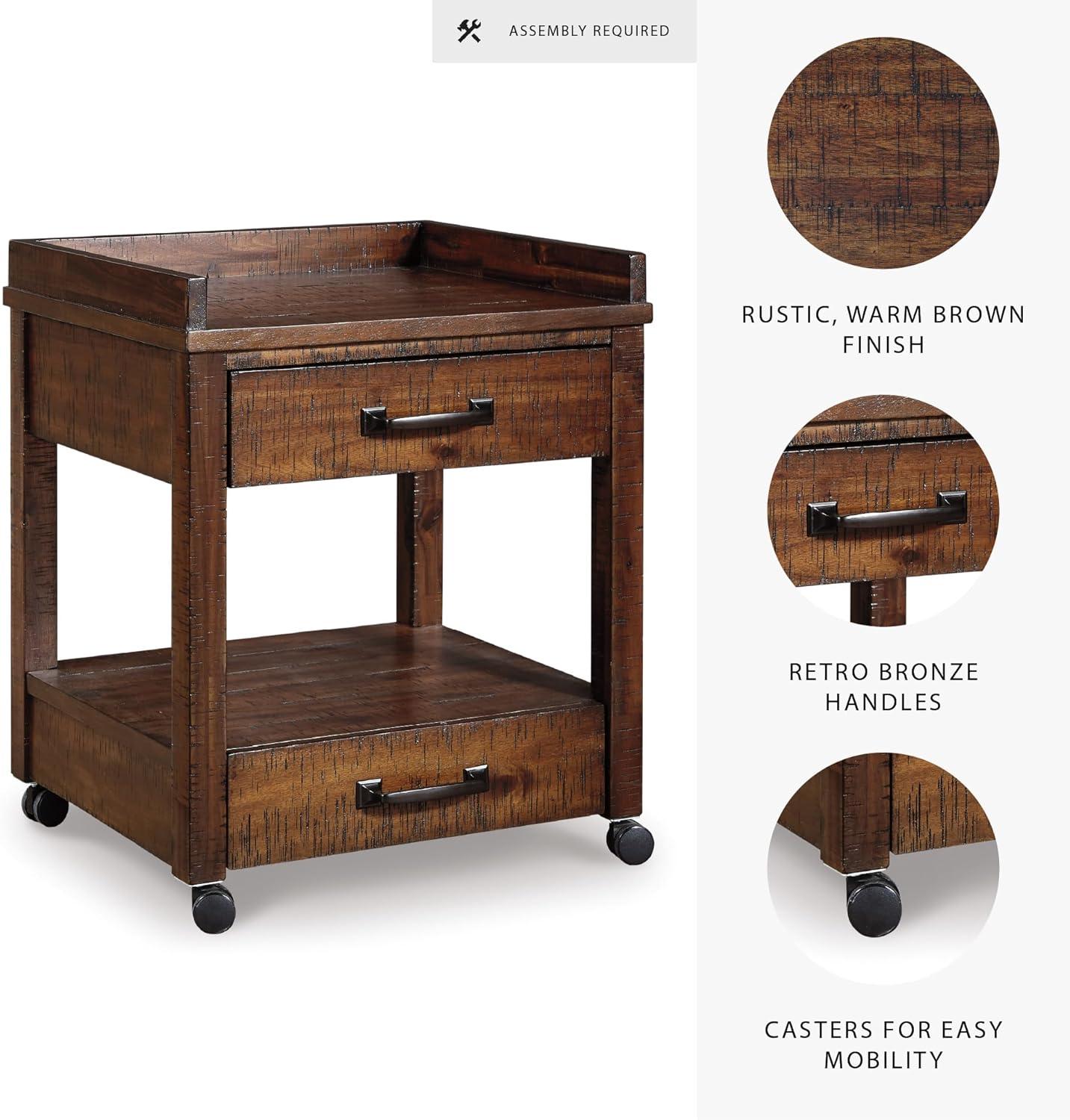 imageSignature Design by Ashley Baldridge Rustic Industrial Office Printer Stand with Storage BrownRustic Brown