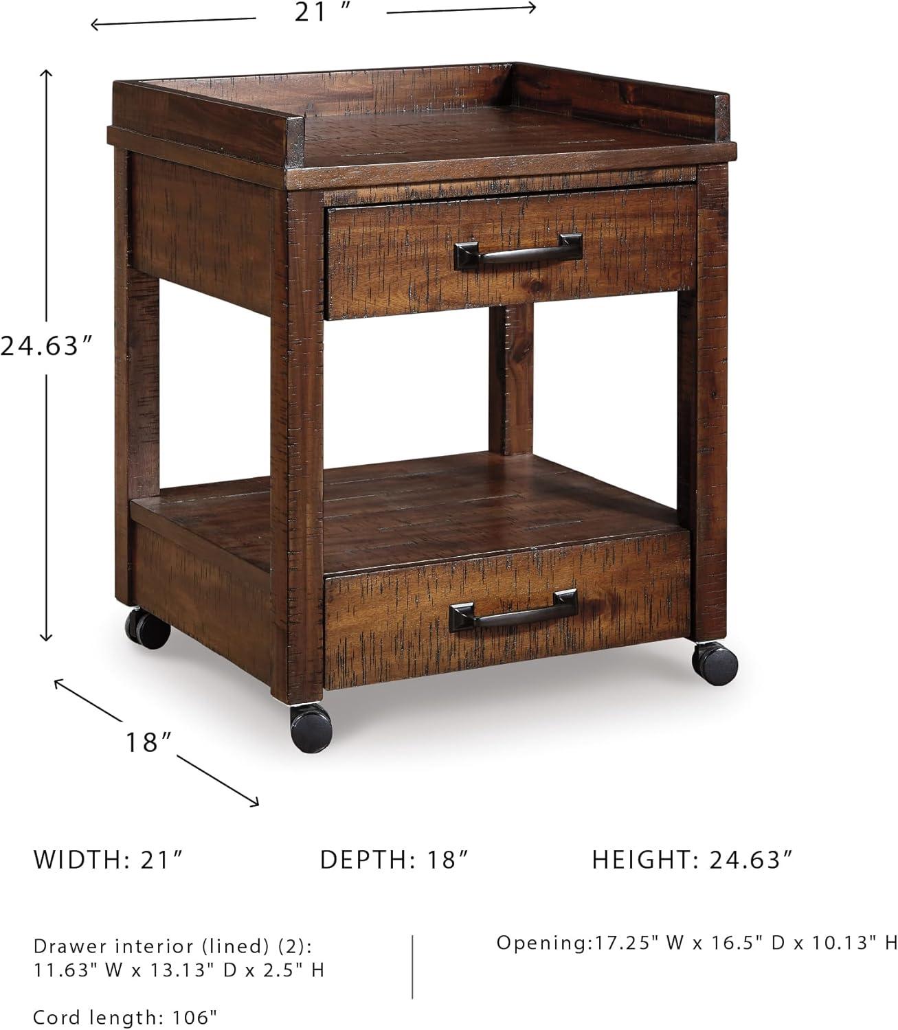 imageSignature Design by Ashley Baldridge Rustic Industrial Office Printer Stand with Storage BrownRustic Brown