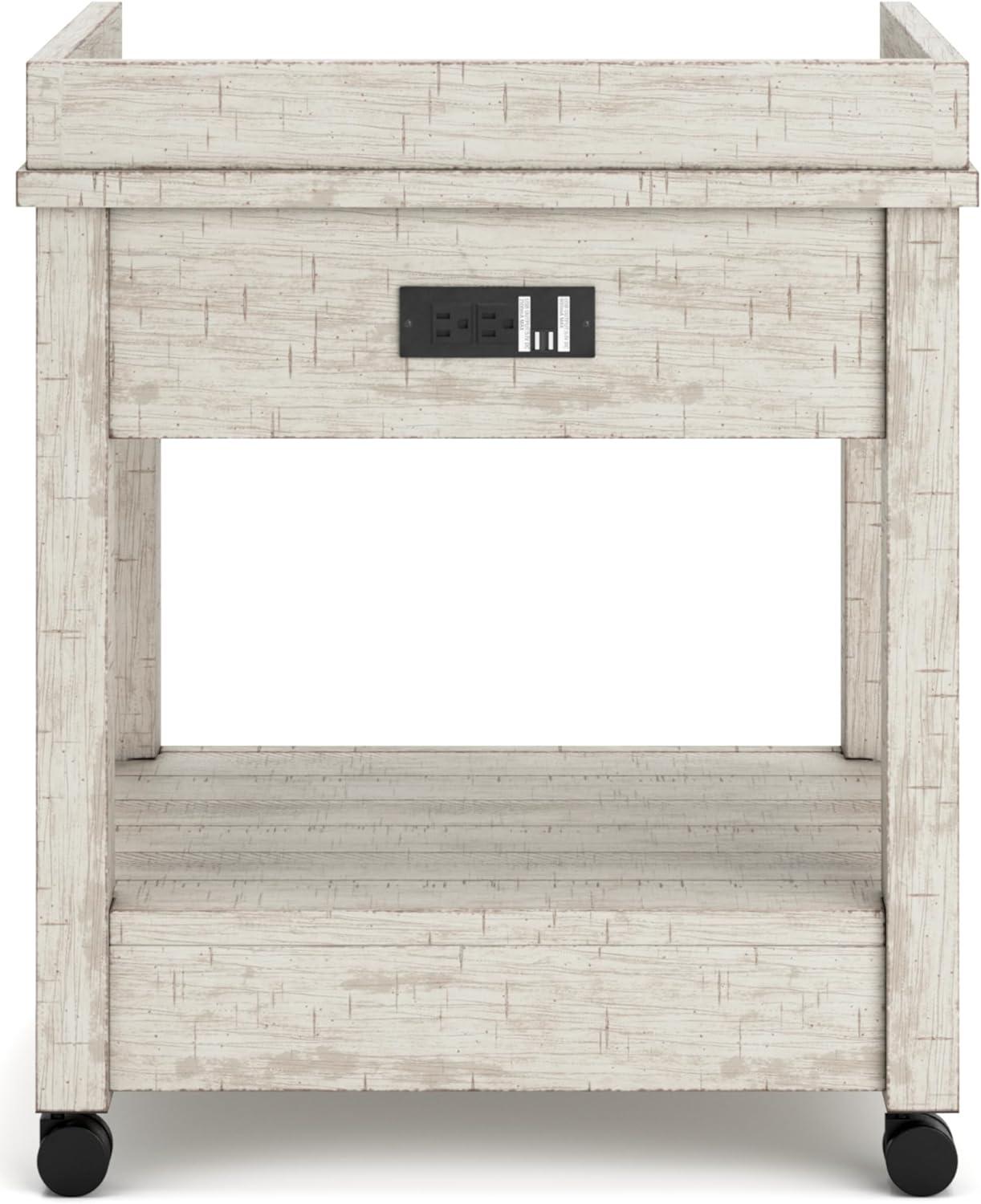 imageSignature Design by Ashley Baldridge Rustic Industrial Office Printer Stand with Storage BrownWhitewash