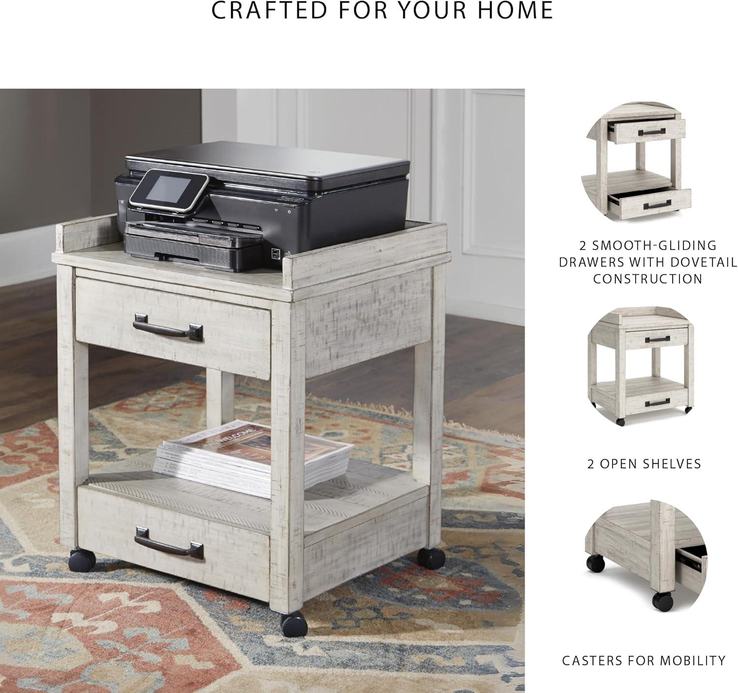 imageSignature Design by Ashley Baldridge Rustic Industrial Office Printer Stand with Storage BrownWhitewash