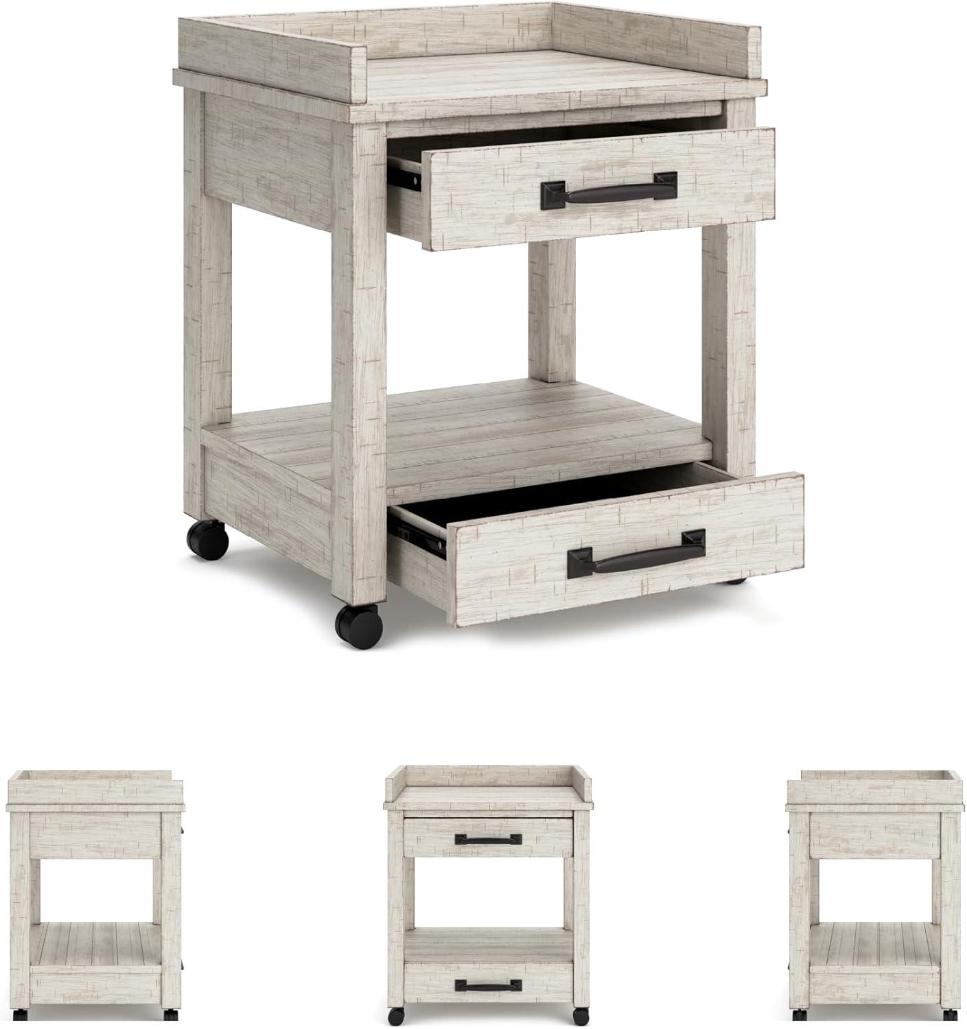 imageSignature Design by Ashley Baldridge Rustic Industrial Office Printer Stand with Storage BrownWhitewash