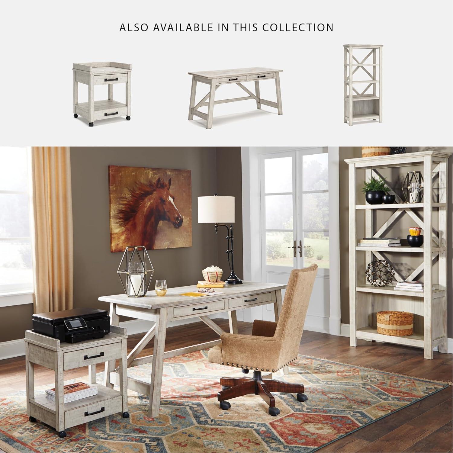 imageSignature Design by Ashley Baldridge Rustic Industrial Office Printer Stand with Storage BrownWhitewash