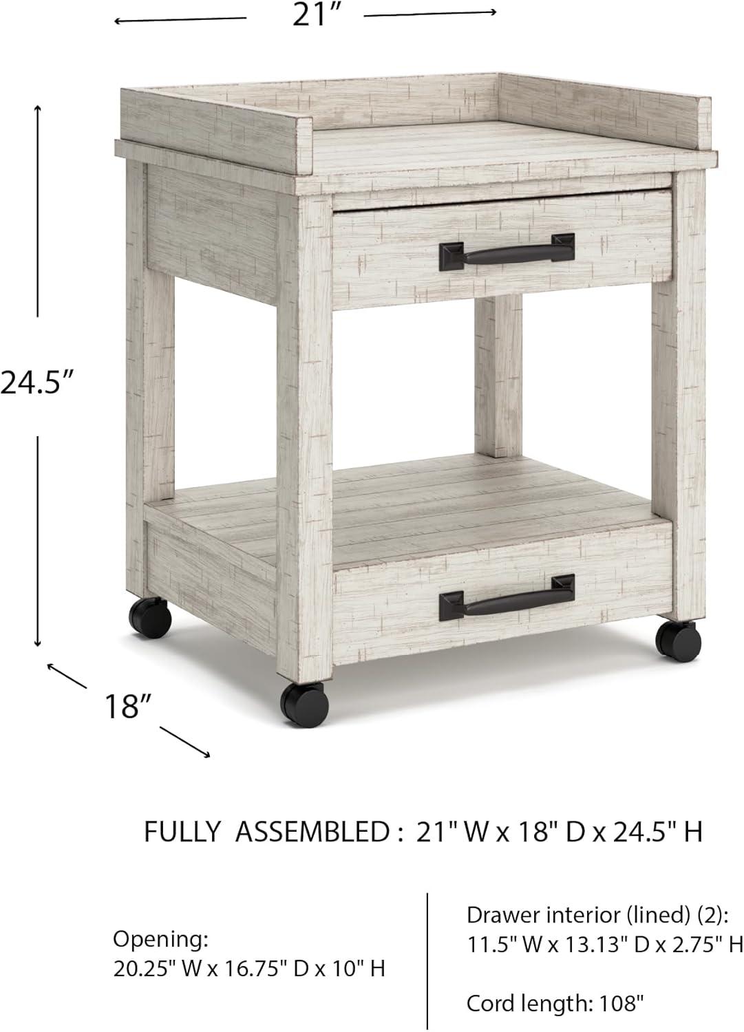 imageSignature Design by Ashley Baldridge Rustic Industrial Office Printer Stand with Storage BrownWhitewash