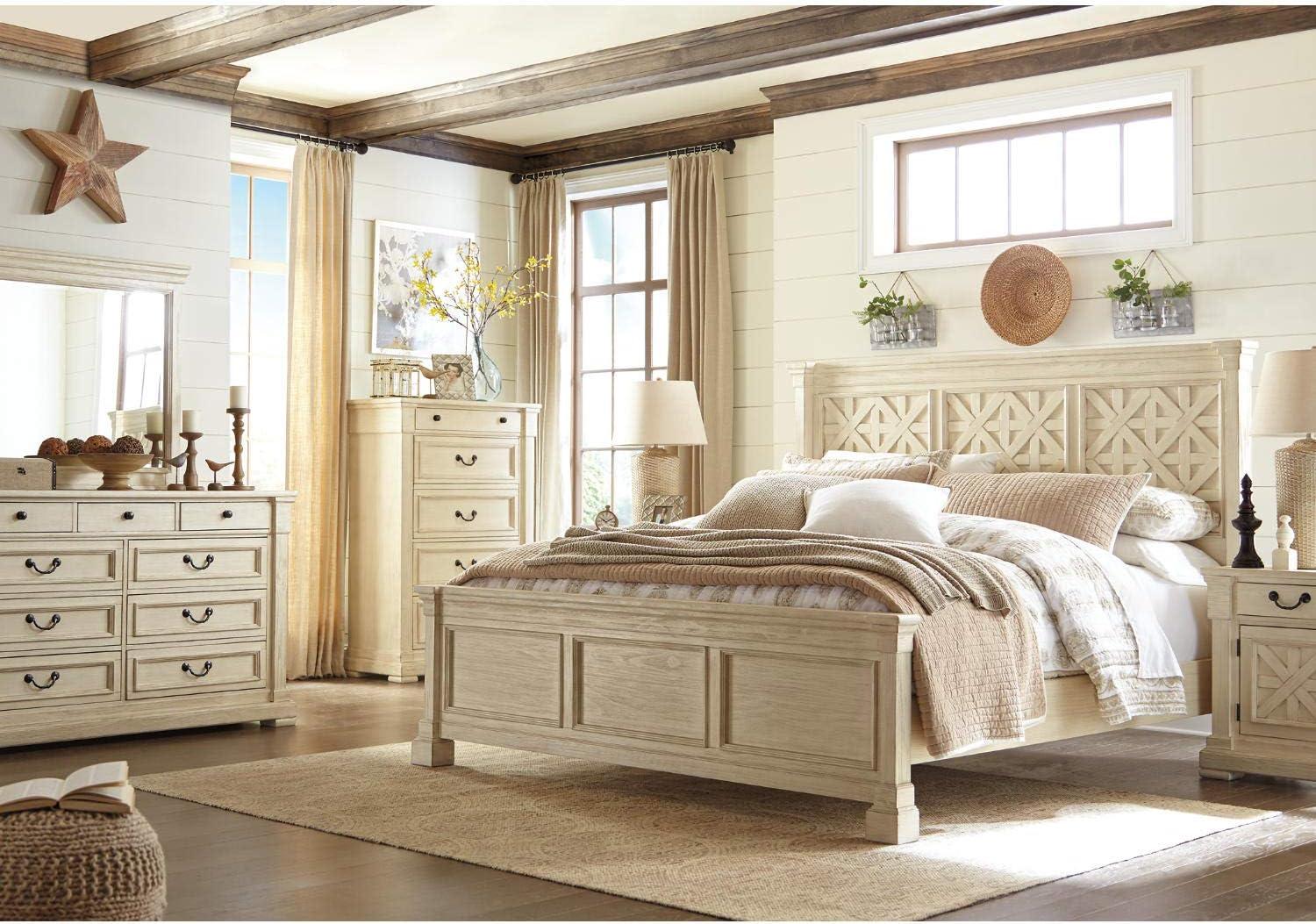 imageSignature Design by Ashley Bolanburg Farmhouse 43 x 39 Bedroom Mirror Antique White