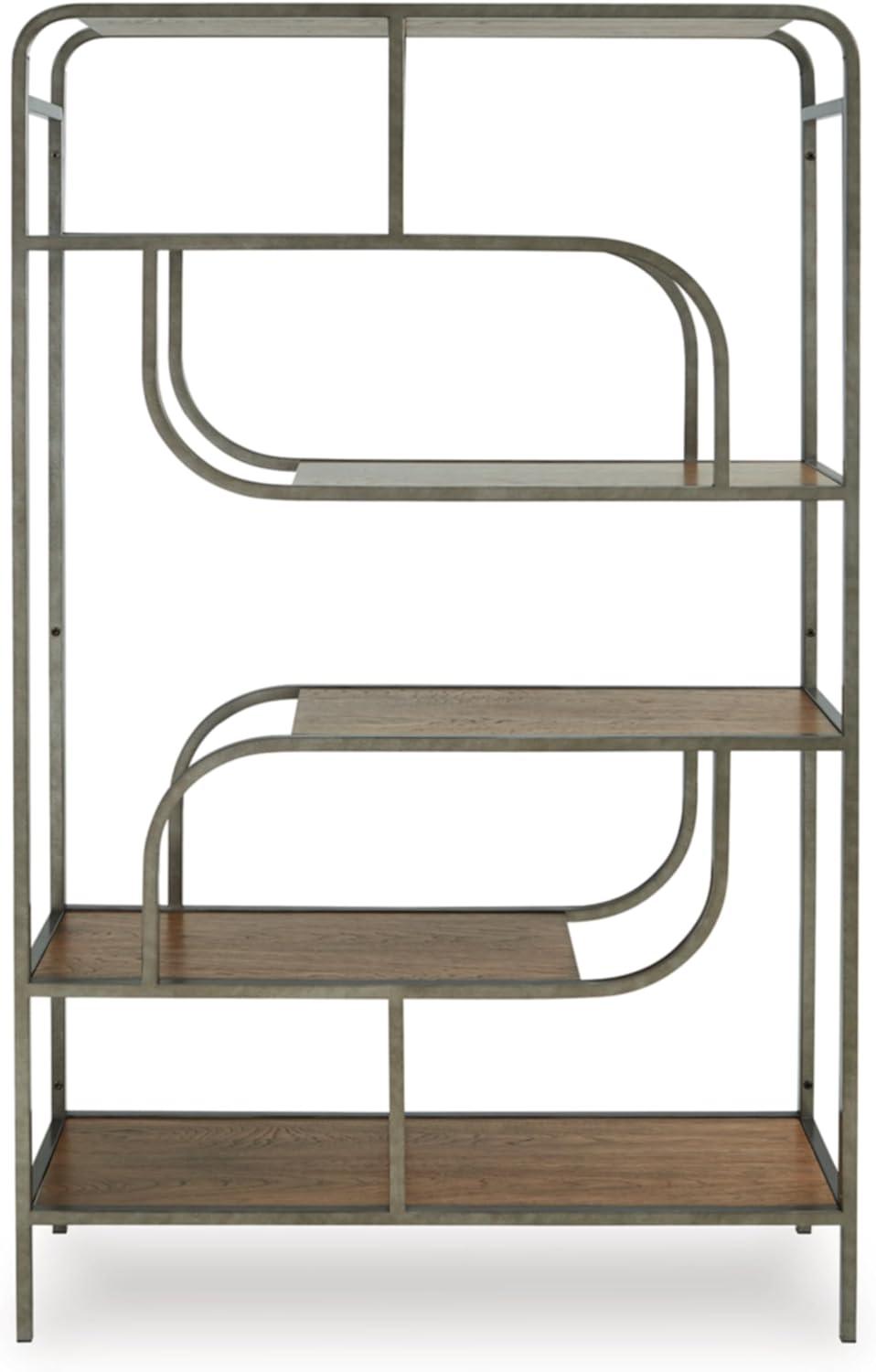 imageSignature Design by Ashley Brentmour 72quot H Bookcase Metallic ampamp Dark BrownLight Brown Gray