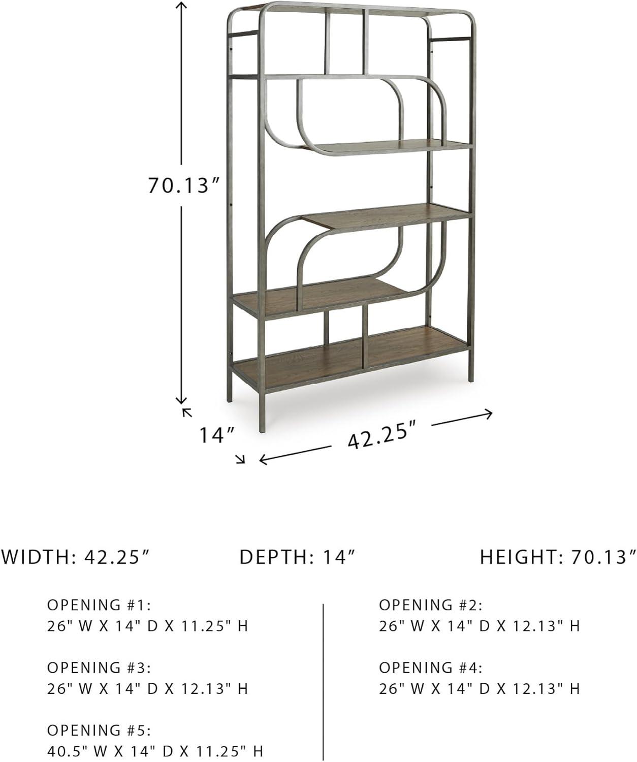 imageSignature Design by Ashley Brentmour 72quot H Bookcase Metallic ampamp Dark BrownLight Brown Gray