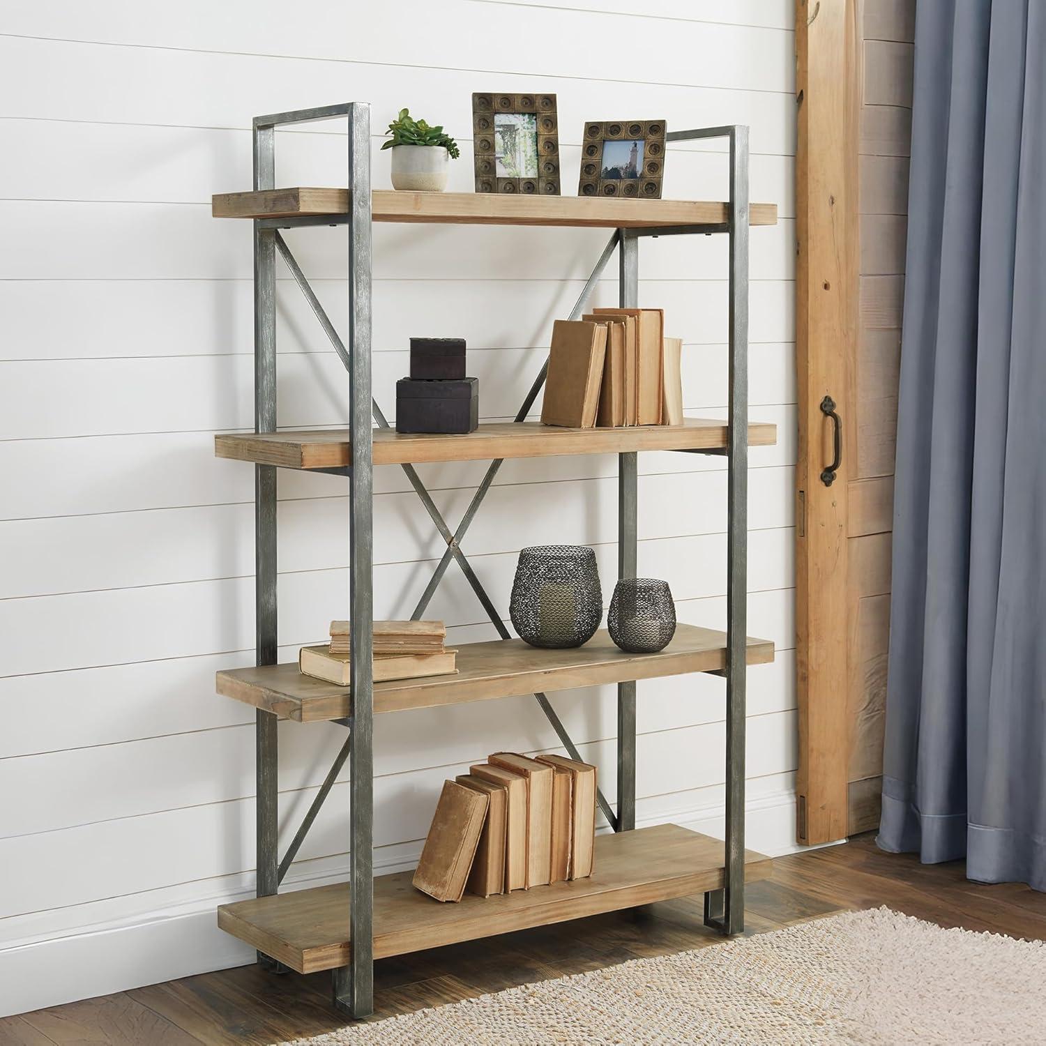 imageSignature Design by Ashley Brentmour 72quot H Bookcase Metallic ampamp Dark BrownLight Brown