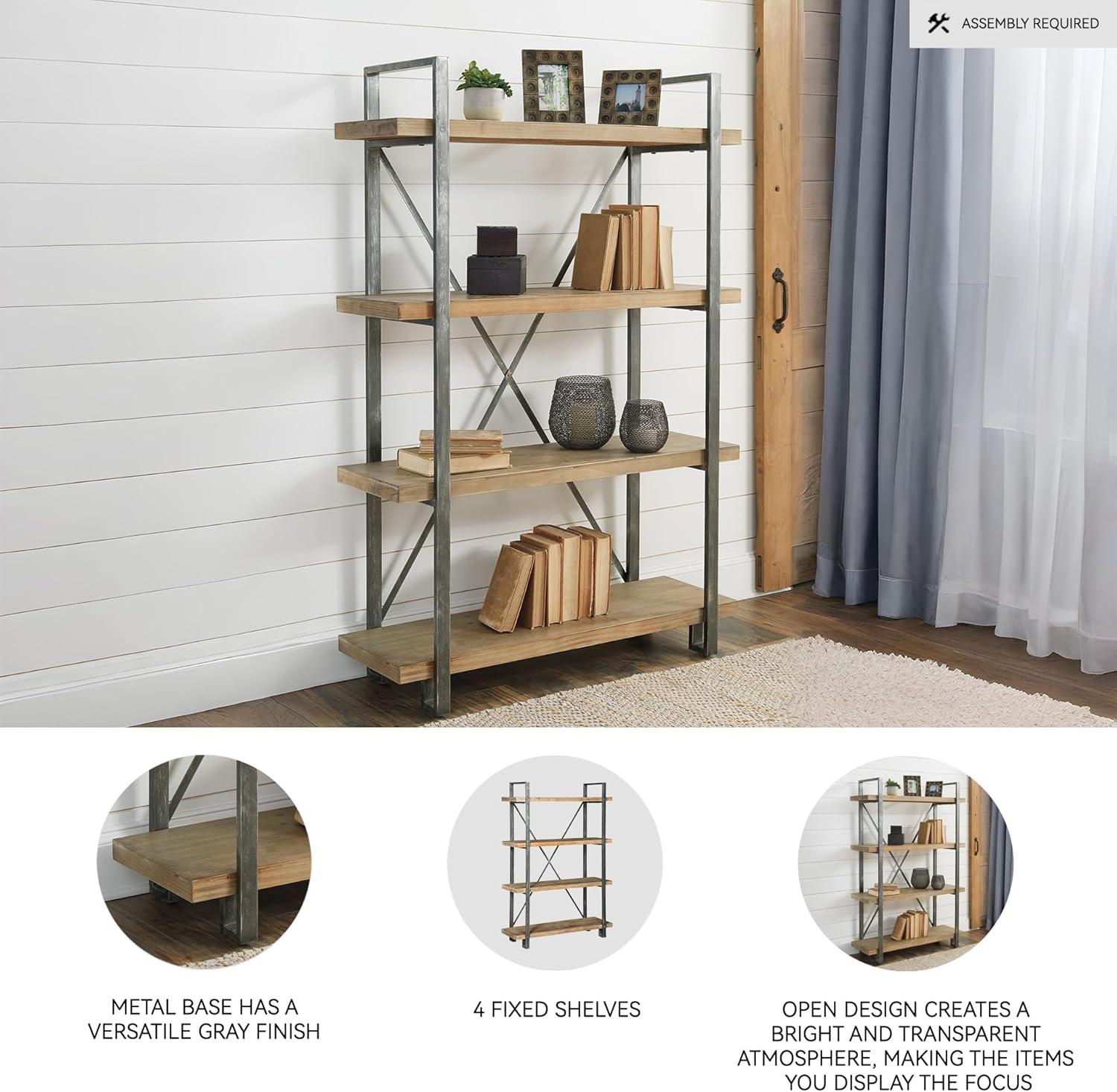 imageSignature Design by Ashley Brentmour 72quot H Bookcase Metallic ampamp Dark BrownLight Brown