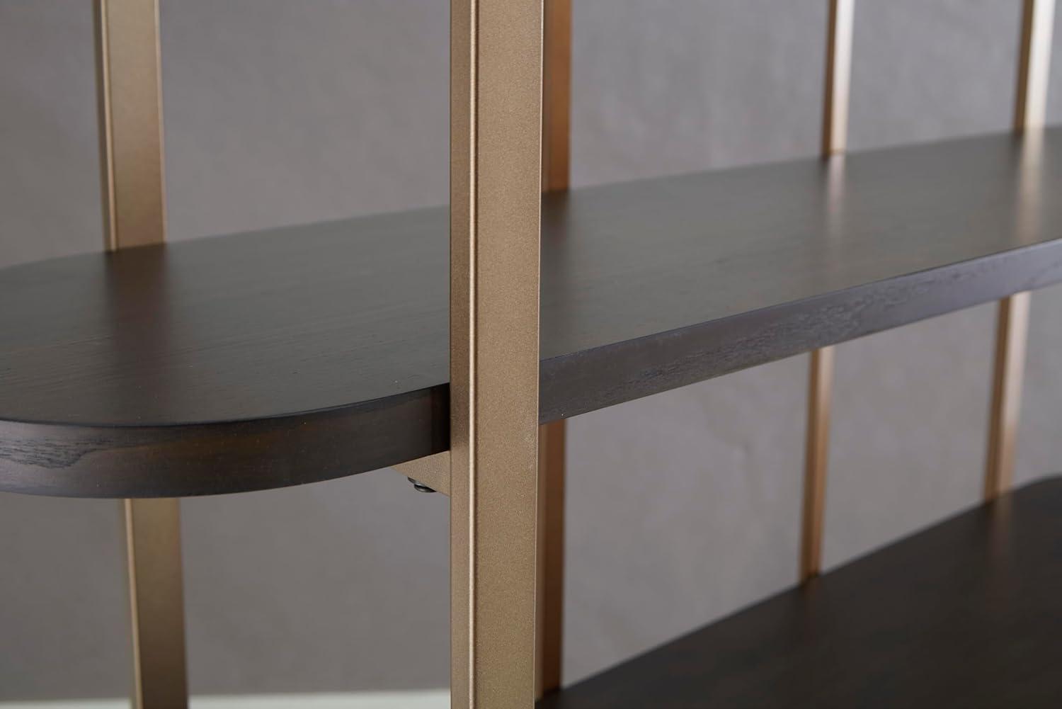 imageSignature Design by Ashley Brentmour 72quot H Bookcase Metallic ampamp Dark BrownMetallic Dark Brown