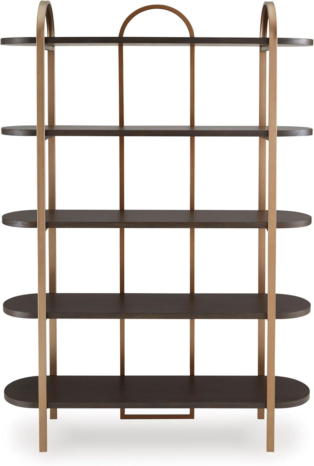 imageSignature Design by Ashley Brentmour 72quot H Bookcase Metallic ampamp Dark BrownMetallic Dark Brown