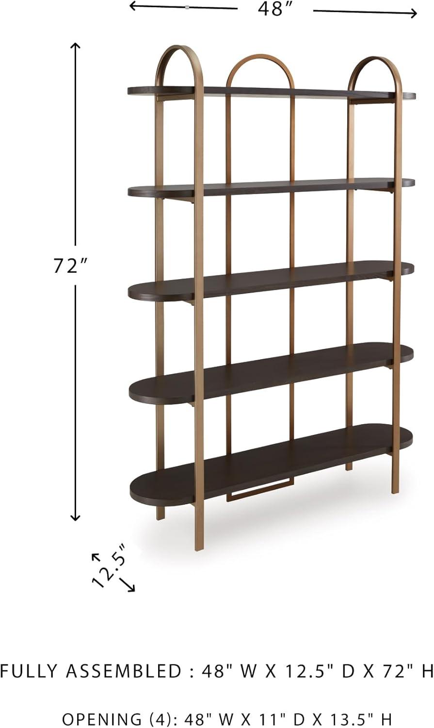 imageSignature Design by Ashley Brentmour 72quot H Bookcase Metallic ampamp Dark BrownMetallic Dark Brown