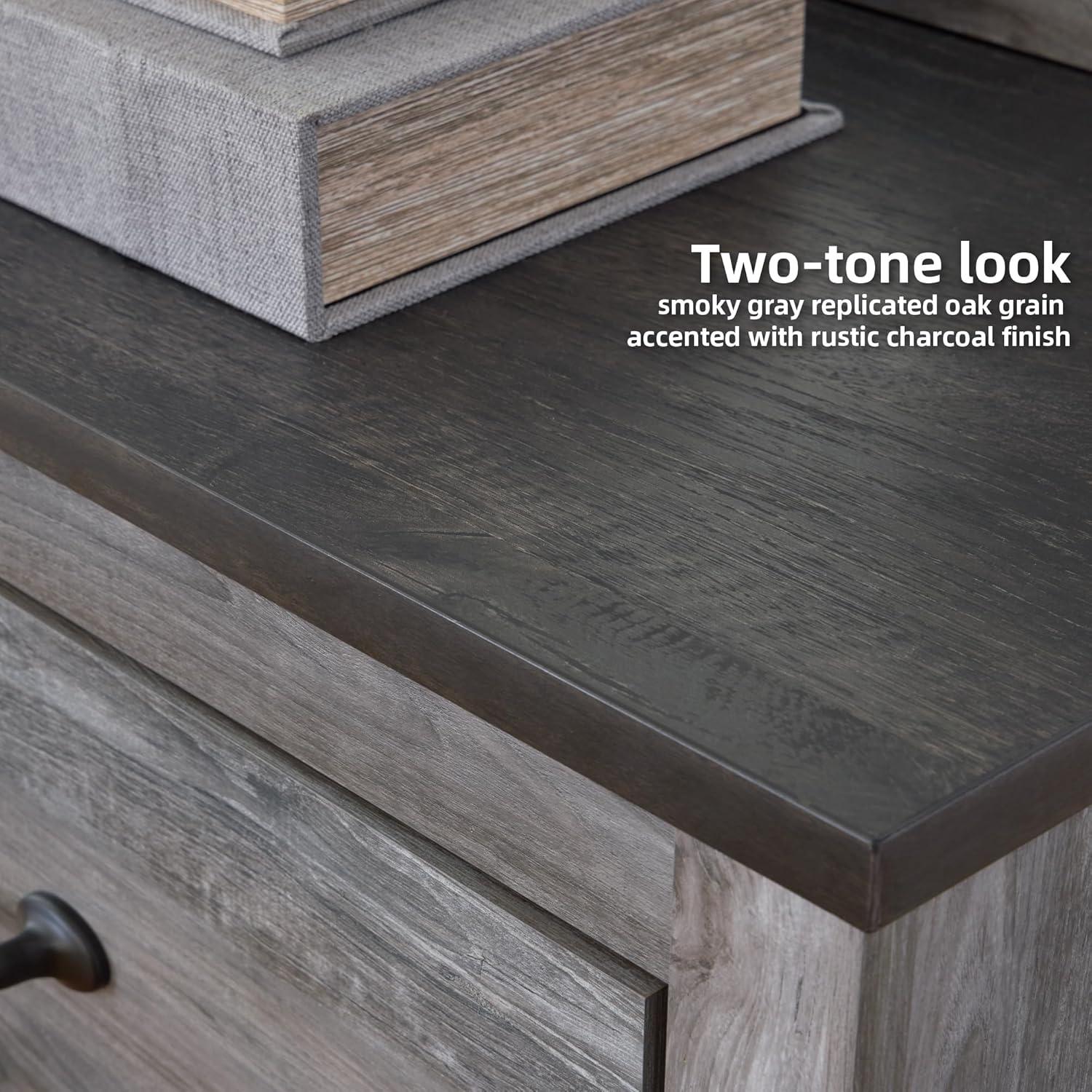 imageSignature Design by Ashley Bronyan Contemporary SmoothGliding 6Drawer Dresser and Mirror with Safety Stop GrayDark Gray