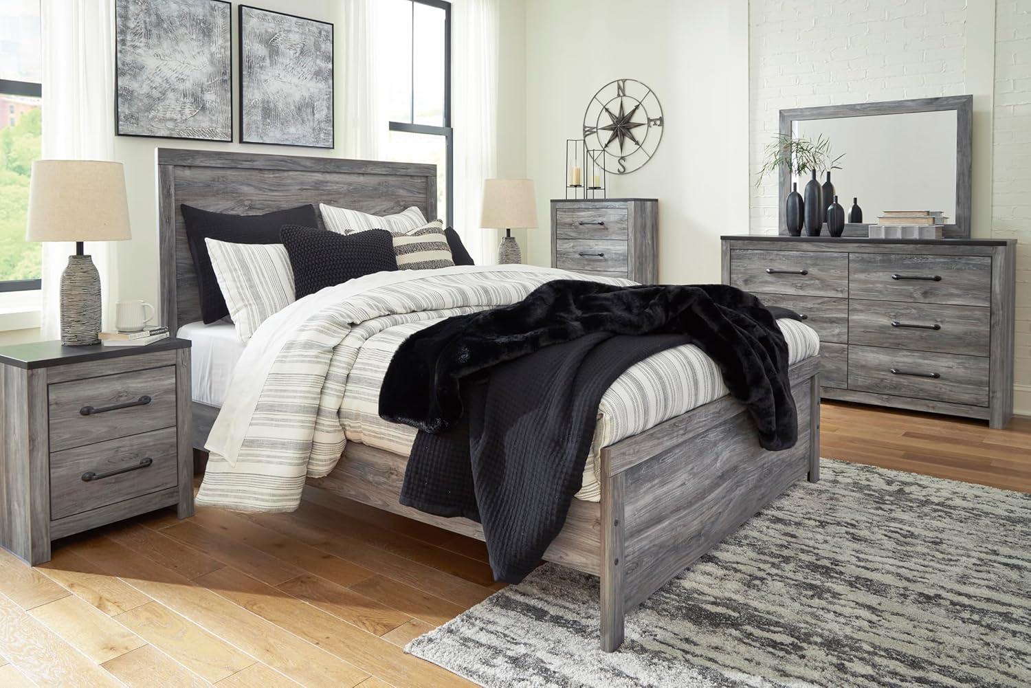 imageSignature Design by Ashley Bronyan Contemporary SmoothGliding 6Drawer Dresser and Mirror with Safety Stop GrayDark Gray
