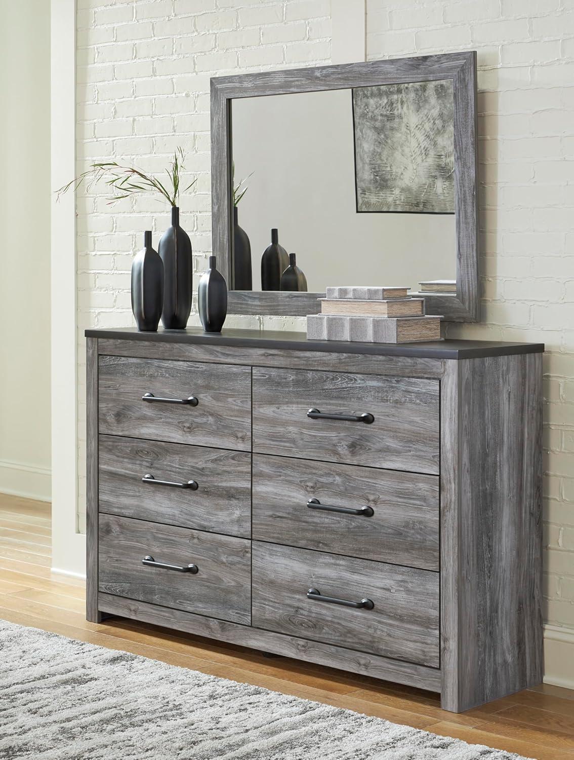 imageSignature Design by Ashley Bronyan Contemporary SmoothGliding 6Drawer Dresser and Mirror with Safety Stop GrayDark Gray