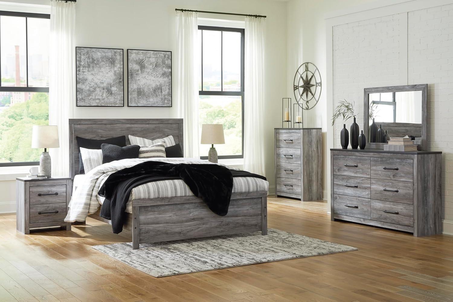 imageSignature Design by Ashley Bronyan Contemporary SmoothGliding 6Drawer Dresser and Mirror with Safety Stop GrayDark Gray